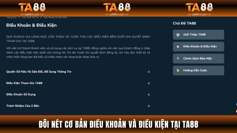 Bật mí một số thông tin về điều khoản và điều kiện tại Ta88