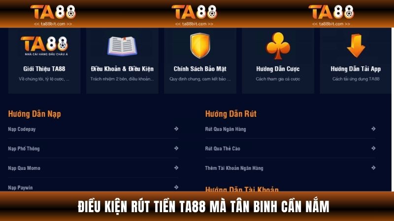 Điều kiện rút tiền TA88 mà tân binh cần nắm
