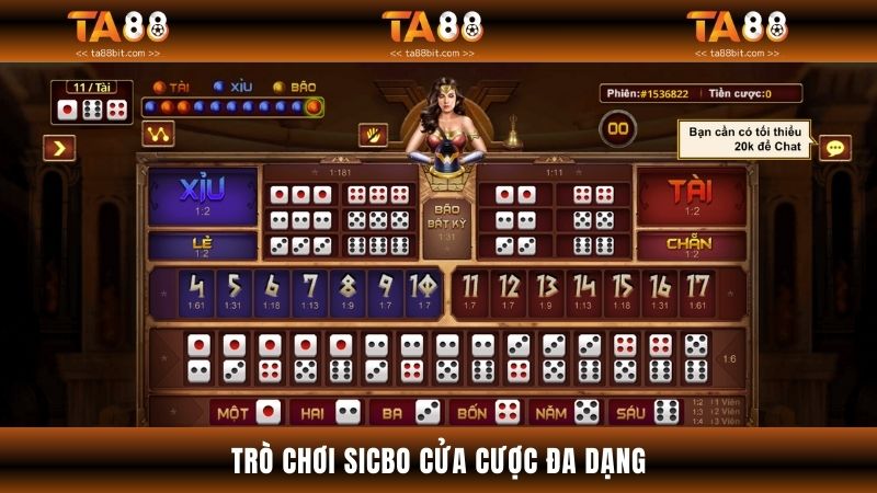 Sicbo với hơn 30+ cửa cược đa dạng