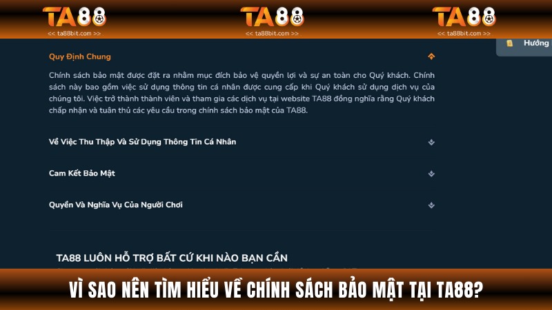 Tầm quan trọng của chính sách bảo mật tại Ta88 đối với thành viên
